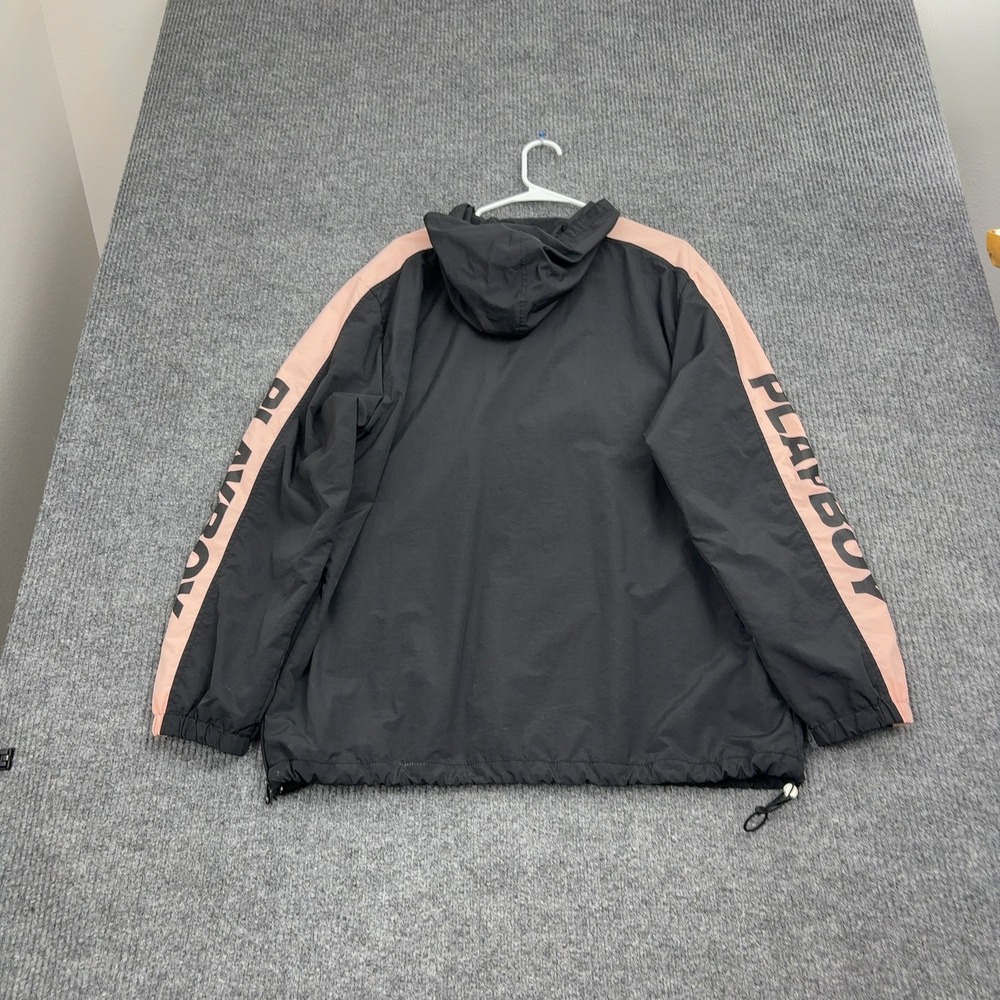 Playboy x PacSun Windbreaker Jacket Mens L Black Nylon Side Stripe Streetwear - Picture 8 of 10